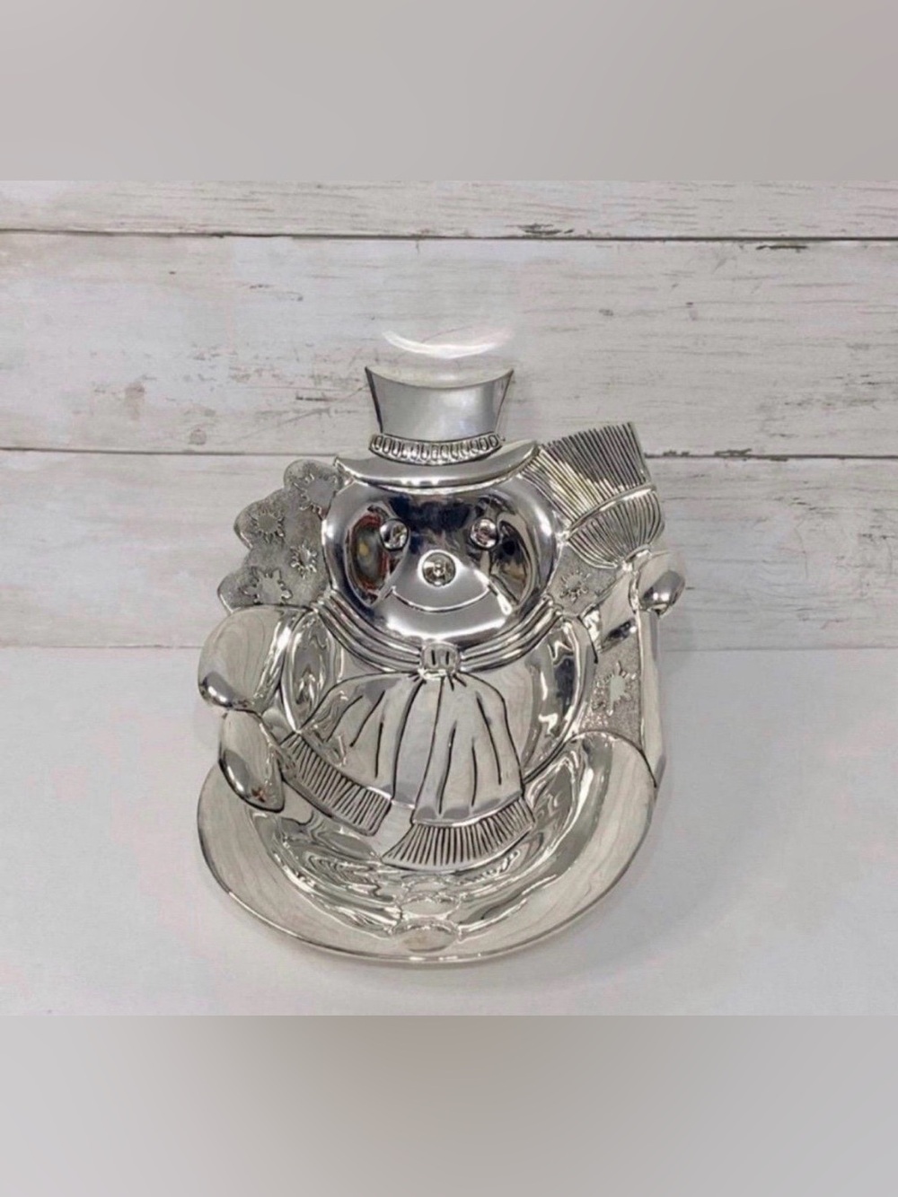 VTG Godinger Silver Art Snowman Candy Dish